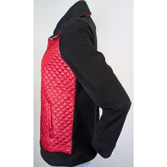 NEW Lauren Ralph Lauren Fleece Jacket Small Black Red Quilted Full Zip Frontt - Picture 5 of 10